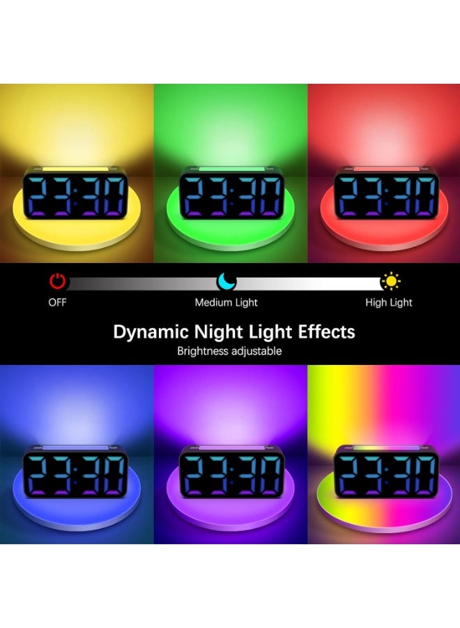 ساعة منبه من  للنوم الثقيل، ساعة منبه تهتز مع هزاز سرير، ضوء ليلي، شاشة كبيرة، ساعة عالية قابلة للتعتيم للبالغين وضعاف السمع وكبار السن والصم والمراهقين (RGB) - Image 3